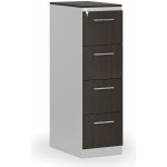 Primo Kovová zásuvková kartotéka s dřevěnými čely A4 4 zásuvky šedá/wenge – Zboží Dáma