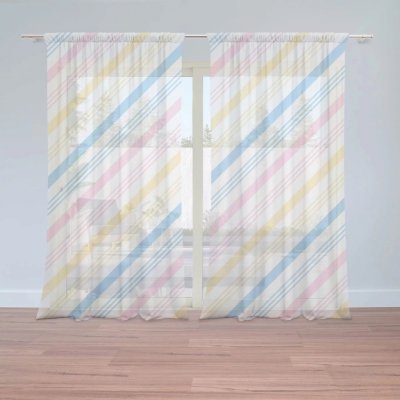 Záclony Tříbarevné pruhy: 2 ks - 150x250 cm - Sablio – Hledejceny.cz