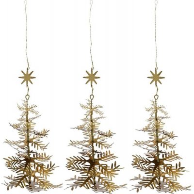 House Doctor Vánoční dekorace LAMET stromek V.16,5 cm zlatá SET/3ks – Zbozi.Blesk.cz