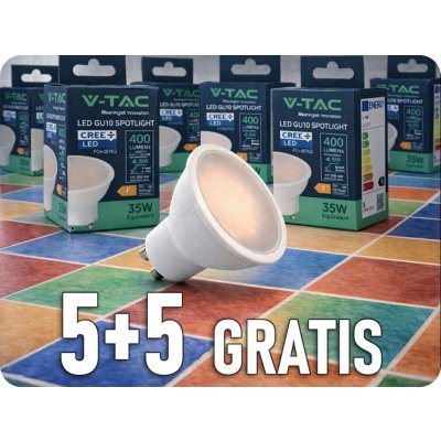 V-TAC LED žárovka GU10 4.5W, 400lm, 100°, Cree chip, 5+5 studená bílá – Hledejceny.cz