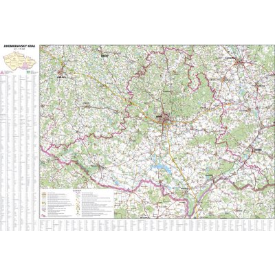 Jihomoravský kraj - nástěnná mapa 113 x 83 cm, lamino + lišty – Zboží Mobilmania