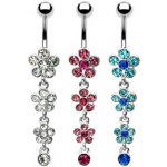 Šperky4U visací piercing do pupíku kytičky WP01057-B – Zboží Dáma