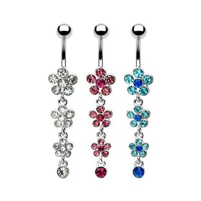 Šperky4U visací piercing do pupíku kytičky WP01057-B – Zboží Dáma