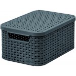 Curver Koš s víkem Rattan Style S Dark Grey – Sleviste.cz