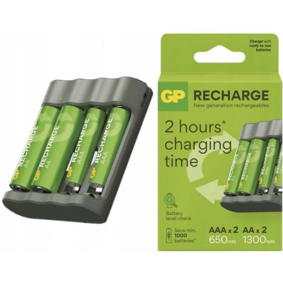GP Recharge B441 + 2× AA 2100 mAh + 2× AAA 800 mAh – Zboží Živě