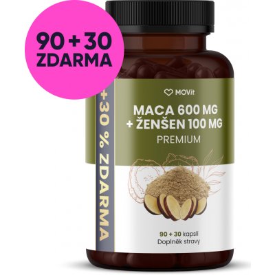 MOVit Energy Maca 600 mg + Ženšen 100 mg 120 kapslí – Hledejceny.cz