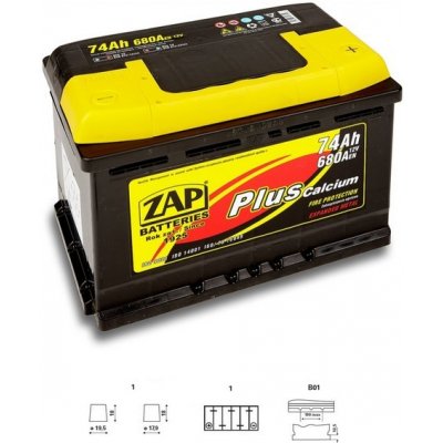 ZAP Plus Calcium 12V 74Ah 680A 57414