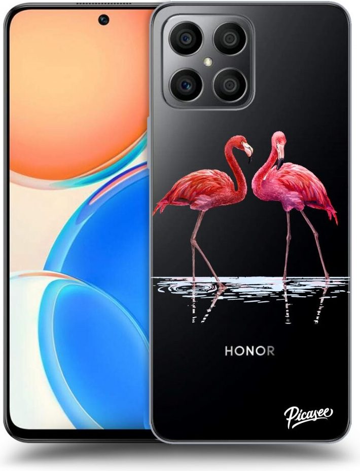 Pouzdro Picasee silikonové Honor X8 - Flamingos couple čiré