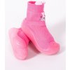 Dětská ponožkobota YO ponožkoboty capáčky barefoot bosé OBO-0174 tm. růžové s kočičkou
