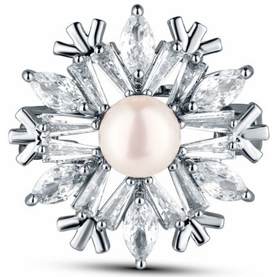 JwL Luxury Pearls Okouzlující brož ve tvaru sněhové vločky s perlou JL0874 – Sleviste.cz