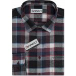 AMJ pánská flanelová košile dlouhý rukáv Greed SDF394 vínovo-černá károvaná – Hledejceny.cz