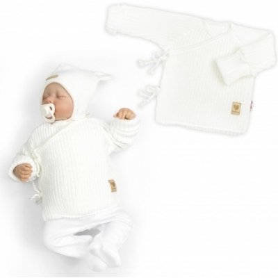 Baby Nellys Kojenecký svetřík rostoucí na zavazování na boku bílá – Zboží Dáma