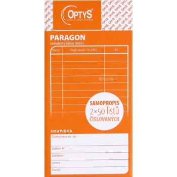 Optys 1089 Obchodní paragon 2x 50listů propisující