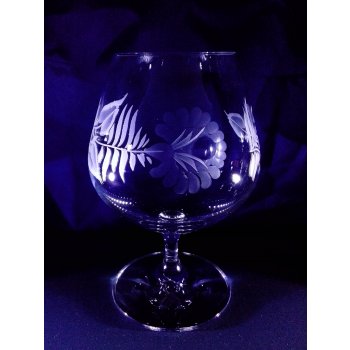 Lužické sklo sklenice broušené skleničky/ryté na koňak/Brandy/Napoleonka dárkové balení satén DV-157 Kytka 400 ml 2ks