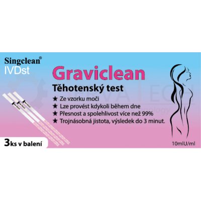 Singclean Graviclean těhotenský test proužky 3 ks – Hledejceny.cz