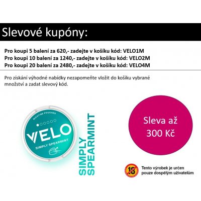 Velo Mini Simply Spearmint 4 mg Mini 20 sáčků – Hledejceny.cz