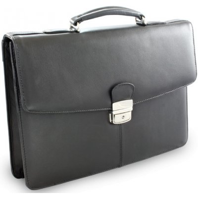 Kožená aktovka se třemi vnitřními přihrádkami 112-6004-60 Černá – Zboží Dáma