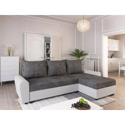 Nejlevnější nábytek DAKAR tmavě šedá látka/bílá ekokůže