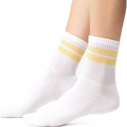 Steven dámské ponožky s pruhy art. 026 na187 white Bílé