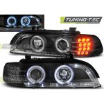 PŘEDNÍ SVĚTLOMETY, SVĚTLA, LAMPY BMW E39, 1995-2003, ANGEL EYES, ČERNÉ BLACK, S LED BLINKREM, MANUÁL – Sleviste.cz