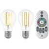 Žárovka Eglo Set 2x chytrá žárovka LM-ZIG, E27, A60, 6W, 4000K, denní bílá, dálkové ovládání, čirá