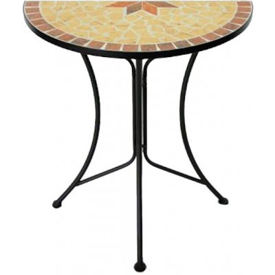 Spetebo AMARILLO půlkruhový stolek 60 x 30 cm mozaiková zahradní dekorace květinový stolek