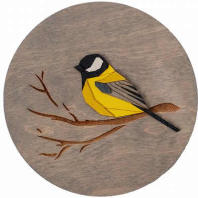 BeWooden Dřevěná dekorace na zeď Goldfinch Wooden Image – Sleviste.cz