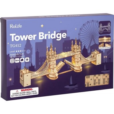 Robotime Rolife Svítící 3D dřevěné puzzle Tower Bridge 113 ks – Zboží Dáma