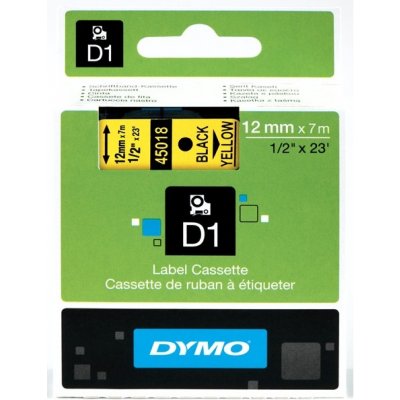Páska Dymo D1 12 mm x 7m, černý tisk/žlutý podklad, 45018, S0720580 – Zboží Mobilmania