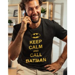 Bezvatriko pánské tričko Keep calm and call Batman Canvas pánské tričko krátkým rukávem 108214 černé