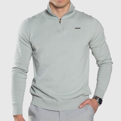 Iron Aesthetics Tomas svetr se zipem zelený sage – Zbozi.Blesk.cz