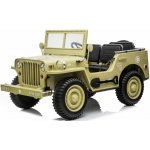Mamido elektrický vojenský Jeep Willys 4x4 třímístný béžový – Sleviste.cz