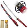 Meč pro bojové sporty Chladné Zbraně Temně rudá katana "IKEBANA" s bohatým příslušenstvím!
