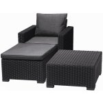 ALLIBERT MOOREA zahradní set (stůl, křeslo, taburet), ratan, grafit/šedá 17200418 – Zboží Dáma