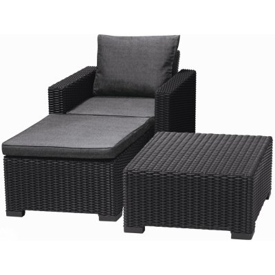 ALLIBERT MOOREA zahradní set (stůl, křeslo, taburet), ratan, grafit/šedá 17200418 – Zboží Dáma