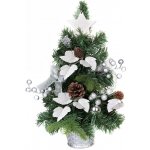 MagicHome Stromček Vianoce ozdobený strieborný kvet 50 cm – Zboží Dáma