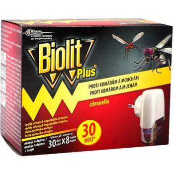 Biolit Plus elektrický odpařovač s vůní citronelly proti komárům a mouchám 30 nocí 31 ml