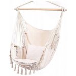 ShopJK ZÁVĚSNÉ BRAZILSKÉ KŘESLO XXL BÉŽOVÉ + 2X POLŠTÁŘ – Zboží Dáma