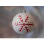 Střední vánoční koule s vločkou 6 ks bílá červená – Hledejceny.cz