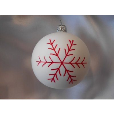 Střední vánoční koule s vločkou 6 ks bílá červená – Hledejceny.cz