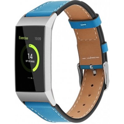 BStrap Leather Italy Small řemínek na Fitbit Charge 3 / 4, blue SFI006C05 – Zboží Mobilmania