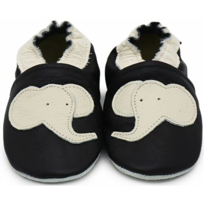 Carozoo Kožené capáčky s koženou podrážkou sloník Černá – Hledejceny.cz