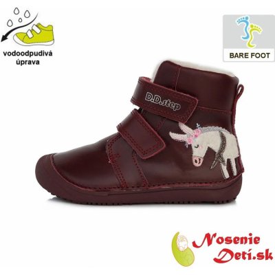 D.D.Step dívčí zimní barefoot boty Oslík 063-511 bordové – Zboží Mobilmania