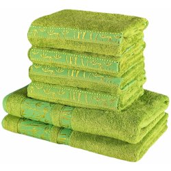 EMI sada 6 kusů zelených bambusových osušek a ručníků 70x140 + 50x100