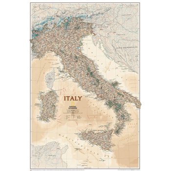 National Geographic Itálie - nástěnná mapa Executive 60 x 85 cm Varianta: bez rámu v tubusu, Provedení: laminovaná mapa v lištách