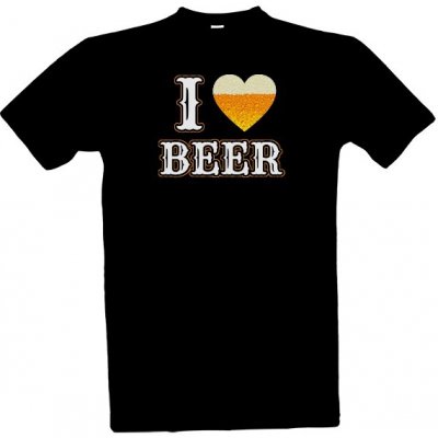 Tričko s potiskem I Love Beer Miluju pivo pánské Černá