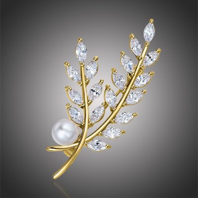 Éternelle brož s perlou a Swarovski Elements krystaly Sophie B7072/AL Bílá/čirá – Zboží Dáma