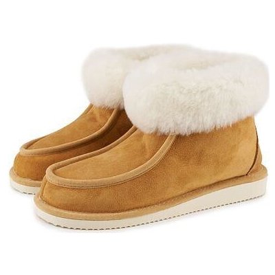 Vlnka dámské kožené kotníkové bačkory s ovčí vlnou Karina hnědá – Sleviste.cz