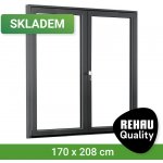 SKLADOVÁ-OKNA REHAU Smartline+ Bílá dovnitř / Šedá antracit ven 170 x 208 cm – Hledejceny.cz