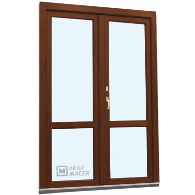 Kömmerling balkonové dveře 70 AD s příčkou levé ořech/ořech 120 x 210 cm, O+OS klapačka oboustranná klika + FAB + hliníkový pr – Hledejceny.cz